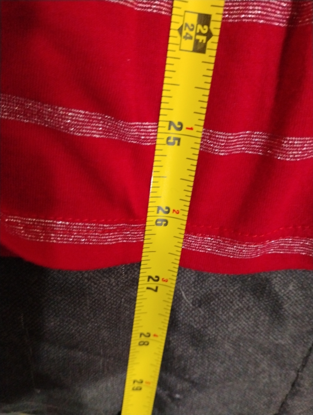 White Stag Red Tank With Built In Red Striped Open Cardigan with Silver Thread - Picture 11 of 11
